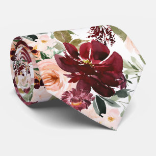Corbata PixDezines H2 Rosado Flores Borgoña