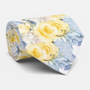 Corbata PixDezines H2 Rosas Amarillas Verano Hortensias Az