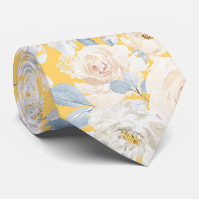 Corbata PixDezines H2 Rosas Azules Polvorientas (Enrollado)