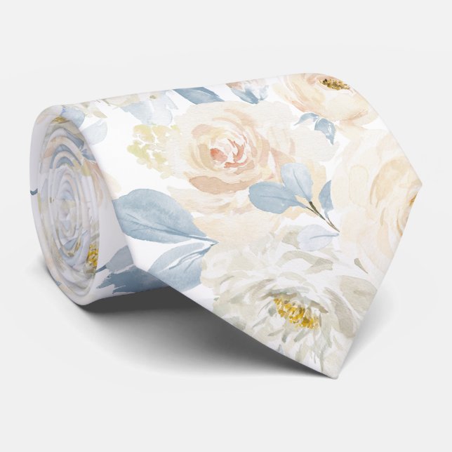 Corbata PixDezines H2 Rosas Azules Polvorientas (Enrollado)