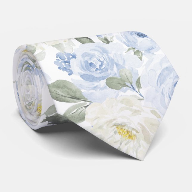 Corbata PixDezines H2 Rosas Azules Polvorientos (Enrollado)