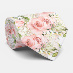 Corbata PixDezines H2 Rosas Hidrangeas Rosa Clavel Verano
