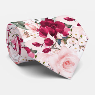 Corbata PixDezines H2 Rosas Rosadas y Rojas Rubí