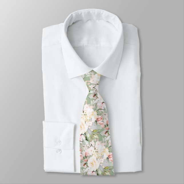 Corbata PixDezines H2 Rosas Rubor Cream DIY Background (Atado)