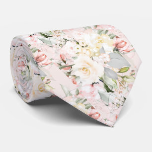 Corbata PixDezines H2 Rosas Rubor Crema Fondo DIY