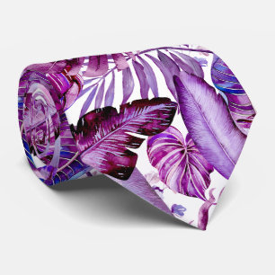 Corbata PixDezines Jungle Hawaiano Merlot Follaje Púrpura