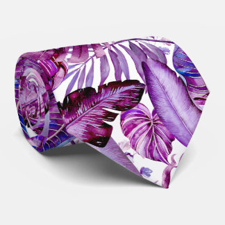 Corbata PixDezines Jungle Hawaiano Merlot Follaje Púrpura