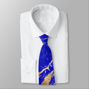 Corbata PixDezines Lapis Laja de Mármol Azul+Venas Doradas