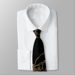 Corbata PixDezines Losa de mármol negro + venas doradas