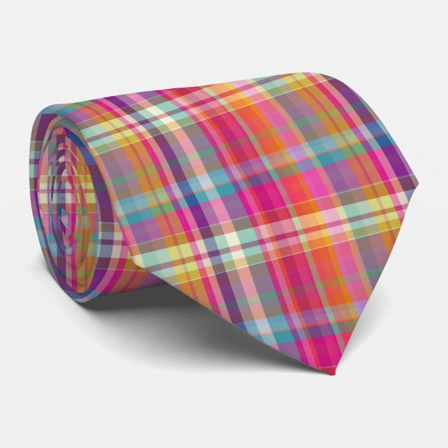 Corbata PixDezines malibú a cuadros (Enrollado)