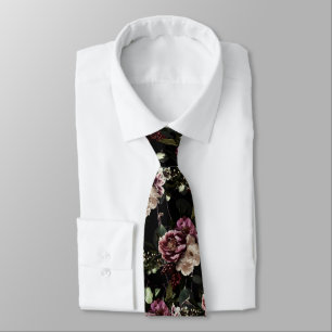 Corbata PixDezines Moody Botánico Flores Azul Crema
