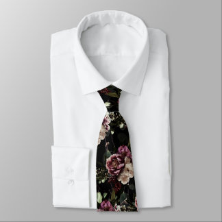 Corbata PixDezines Moody Botánico Flores Azul Crema
