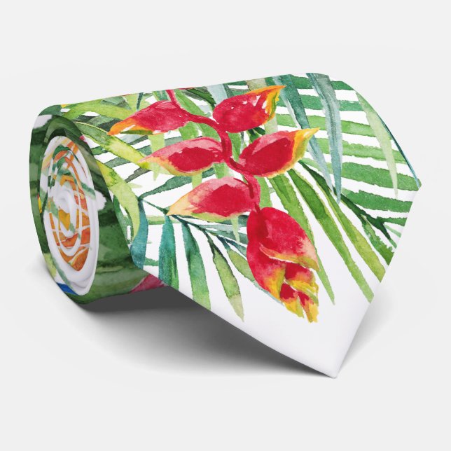 Corbata PixDezines Paraíso Tropical Floral Foliage (Enrollado)