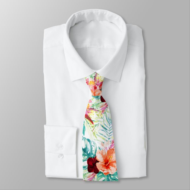 Corbata PixDezines Paraíso Tropical Floral Foliage (Atado)