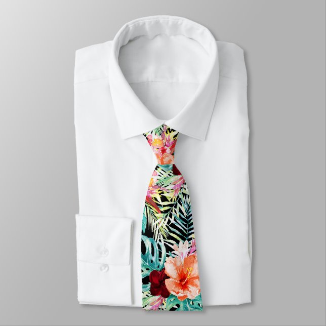 Corbata PixDezines Paraíso Tropical Floral Foliage (Atado)
