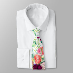 Corbata PixDezines Paraíso Tropical Floral Follaje