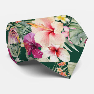 Corbata PixDezines Paraíso Tropical Floral Follaje