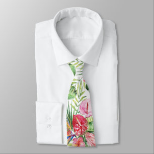 Corbata PixDezines Paraíso Tropical Floral Follaje