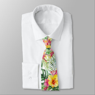Corbata PixDezines Paraíso Tropical Floral Follaje