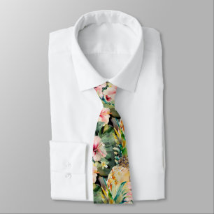 Corbata PixDezines Paraíso Tropical Floral Follaje