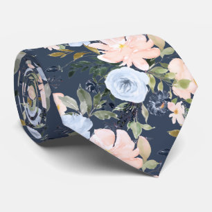 Corbata PixDezines Polvo Rosado Azul Botánico H2