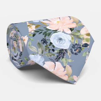 Corbata PixDezines Polvo Rosado Azul Botánico H2