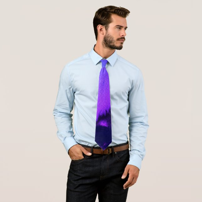 Corbata PIXDEZINES PURPLE ELÉCTRICO + AZUL h2o Acuarela (In situ)