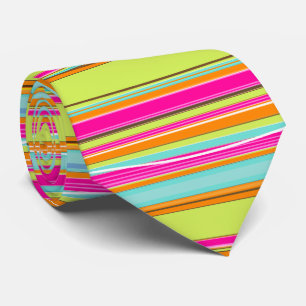 Corbata PixDezines rayas ajustables neon retro