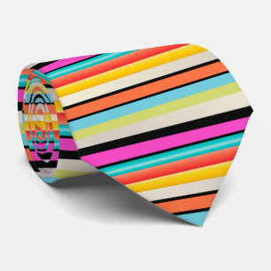 Corbata PixDezines rayas ajustables neon retro
