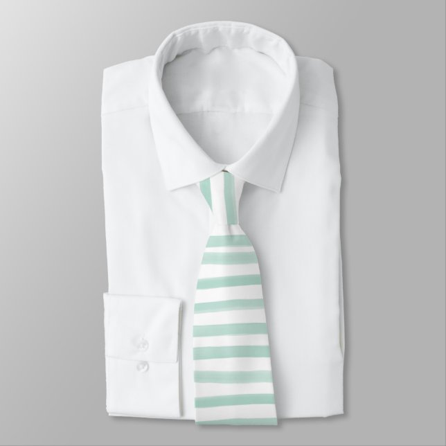 Corbata PixDezines Rayas de Acuarela Verde Menta/ajustable (Atado)