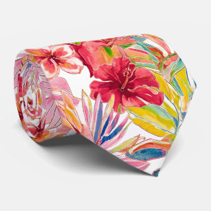Corbata PixDezines Retro Negrita H2 Hawái Floral Follaje