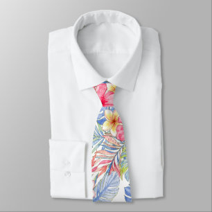 Corbata PixDezines Retro Negrita H2 Hawái Floral Follaje