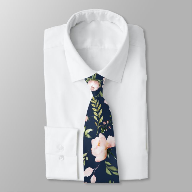 Corbata PixDezines Rosas Acuarela Beige Rosado  (Atado)