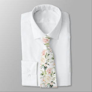 Corbata PixDezines Rosas Acuarela Beige Rosado
