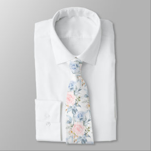 Corbata PixDezines Rosas Acuarela Rosa Azul