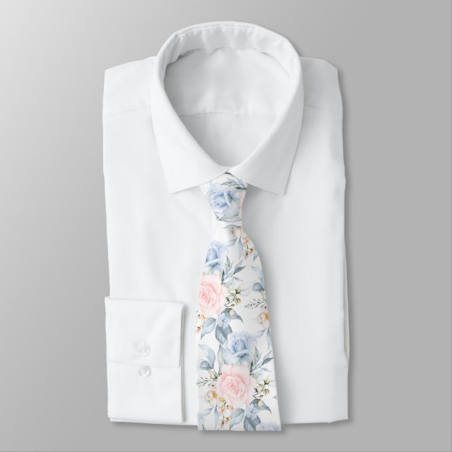 Corbata PixDezines Rosas Acuarela Rosa Azul (Atado)