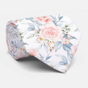 Corbata PixDezines Rosas Acuarela Rosadas Azul Polvo