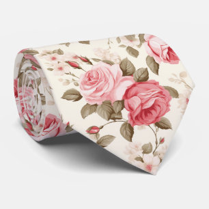 Corbata PixDezines Rosas Acuarela Vintage Rosado Rubor