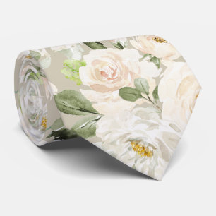 Corbata PixDezines Rosas Crema Alabastro Acuarela
