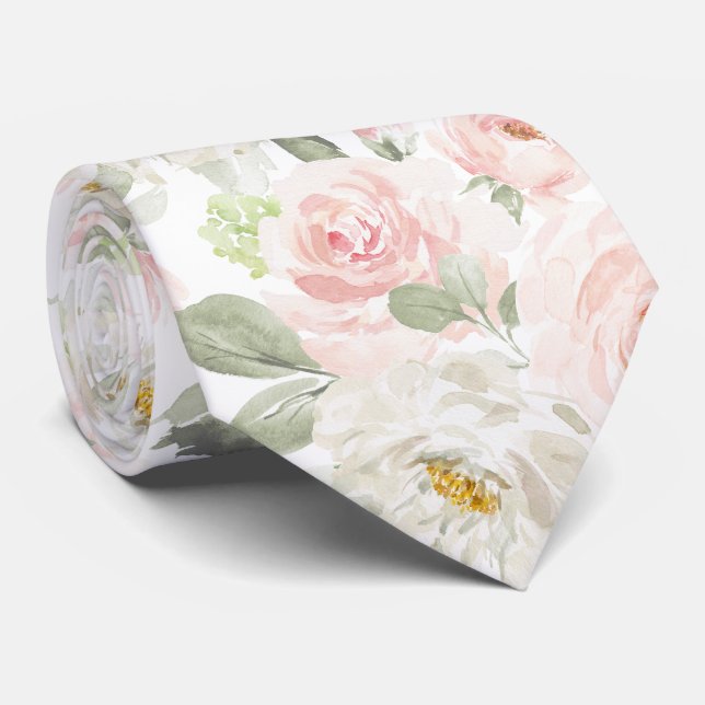 Corbata PixDezines Rosas Rosadas Acuarela Fondo DIY (Enrollado)