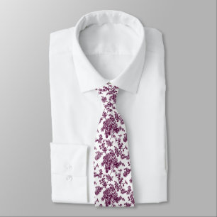 Corbata PixDezines Rosas Toile de Flor de Ciruelo Púrpura