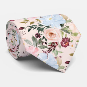 Corbata PixDezines Rubor Azul Polvoriento H2 Botánico