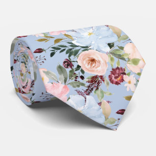 Corbata PixDezines Rubor Azul Polvoriento H2 Botánico