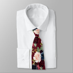 Corbata PixDezines Rubor Borgoña Navy Flwrs DIY Fondo