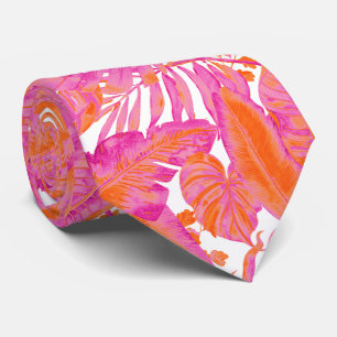 Corbata PixDezines selva hawaiana rosa naranja