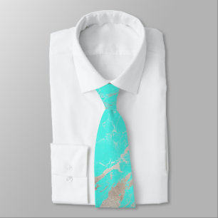 Corbata PixDezines Turquesa Mármol Azul+vetas plateadas