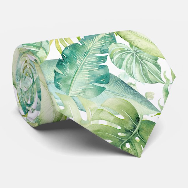 Corbata PixDezines Vegetación Follaje Tropical (Enrollado)