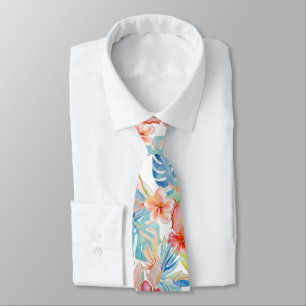 Corbata PixDezines Vintage Lush H2 Hawái Foliaje Floral