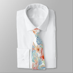 Corbata PixDezines Vintage Lush H2 Hawái Foliaje Floral