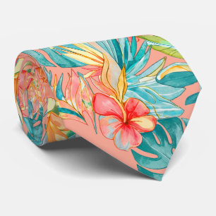 Corbata PixDezines Vintage Lush H2 Hawái Follaje Floral